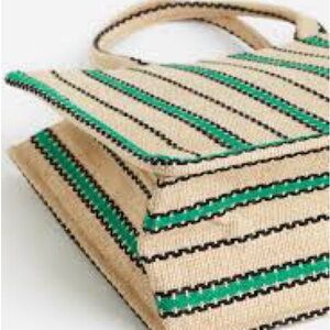 H&M Tan and Green Striped Tote